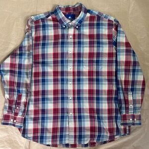 Saddlebred Red and Blue Plaid Button-Down Shirt